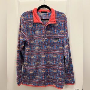 Southern Marsh Dorado Fleece Pullover, French Blue and Peach, Medium
